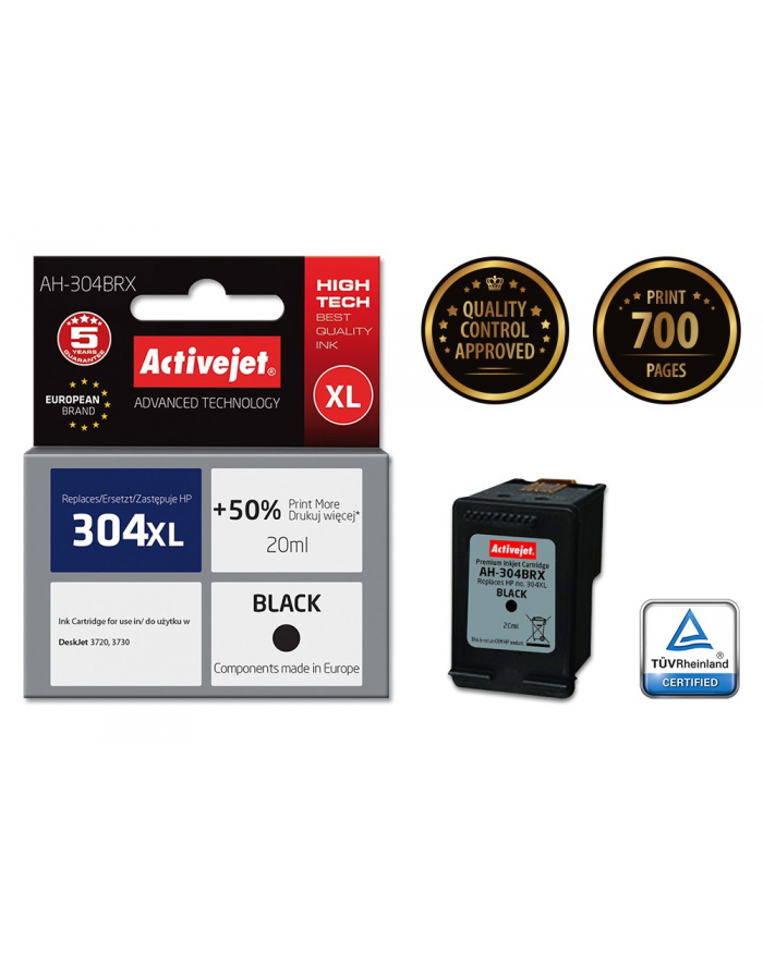 Tusz Activejet AH-304BRX (do drukarki Hewlett Packard  zamiennik HP 304XL N9K08AE premium 20ml czarny) główny