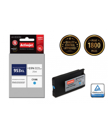 Tusz Activejet AH-953CRX (do drukarki Hewlett Packard  zamiennik 953XL F6U16AE premium 25ml cyan Chip) nr 2