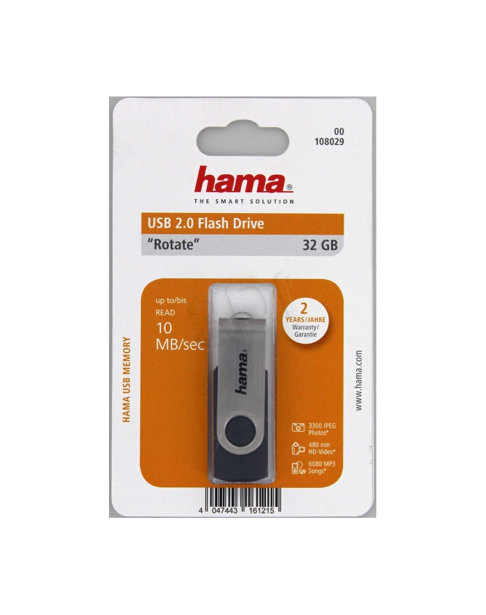 Hama Polska Flashdrive Rotate 32GB USB 2.0 czarno-srebrny główny