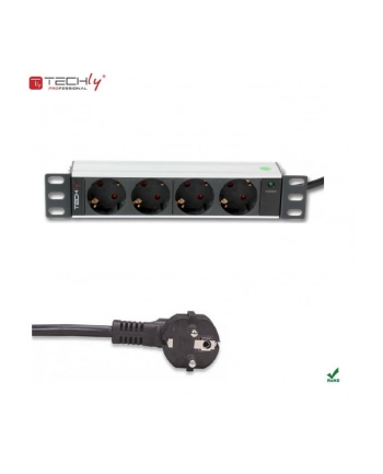 Listwa zasilająca TechlyPro Rack 10'' 1U 4 gniazda Schuko 1,8m nr 1