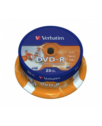 Płytki DVD-R Verbatim 4.7GB  16x | do nadruku Retail Wide cake box 25 nr 2