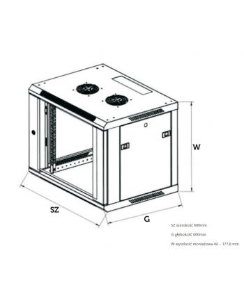 EXTRALINK 4U 600X450 WALL-MOUNTED RACKMOUNT CABINET GREY