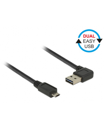 Delock Kabel USB Micro AM-BM 2.0 0.5m Czarny Kątowy Lewo/Prawo Dual Easy-USB