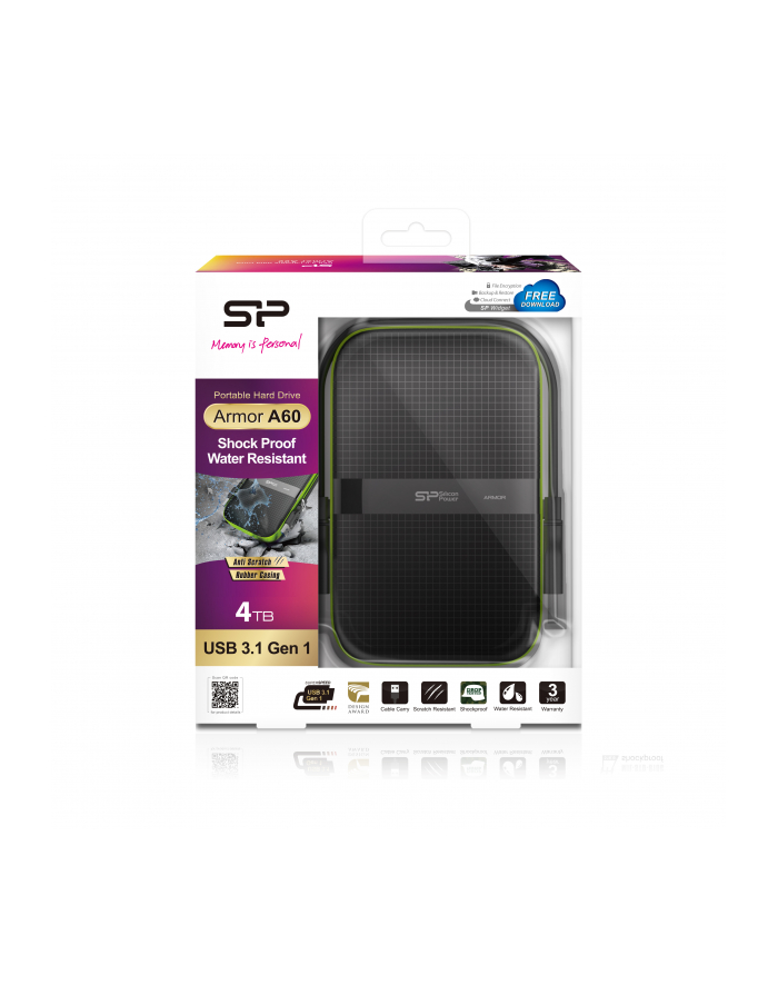 Dysk zewnętrzny Silicon Power Armor A60 2.5'' 4TB USB 3.0, IPX4, Czarny główny