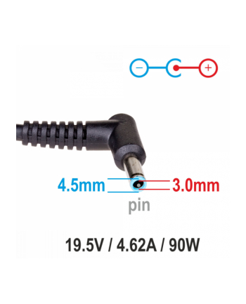 Akyga zasilacz do laptopa AK-ND-53 19.5V/4.62A 90W 4.5x3.0 mm + pin DELL