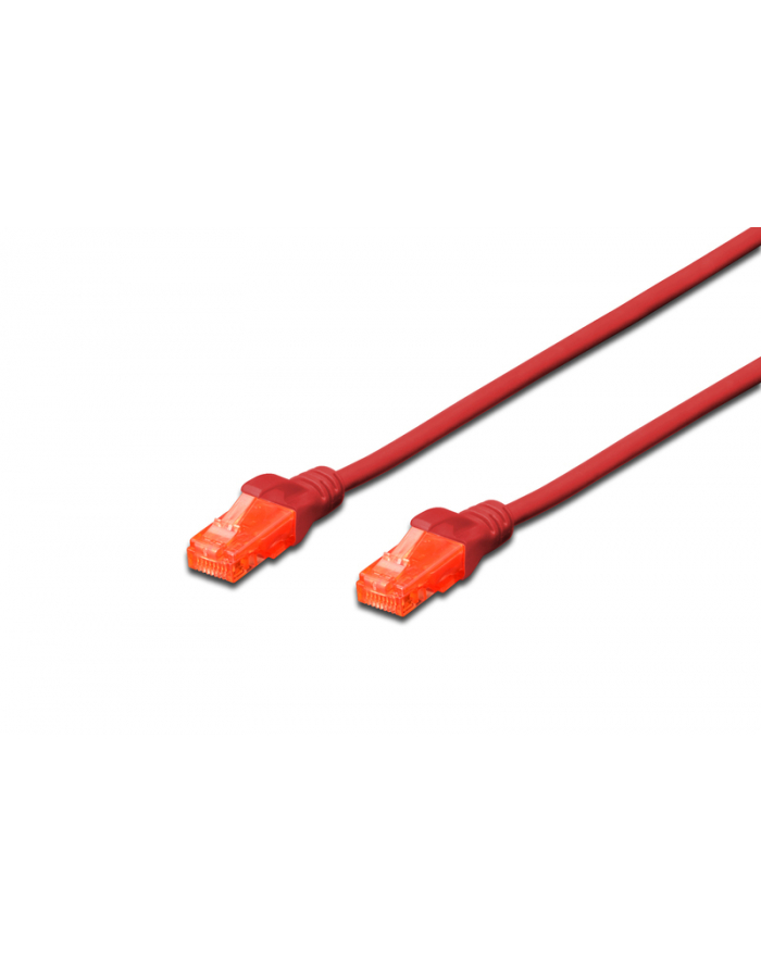 Patch cord nieekranowany U/UTP Kat.6 AWG 26/7 miedź LSOH czerwony 0,5m główny