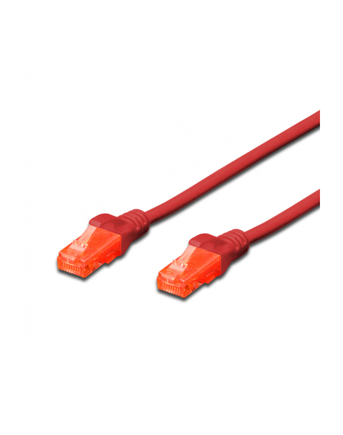 Patch cord nieekranowany U/UTP Kat.6 AWG 26/7 miedź LSOH czerwony 3,0m główny