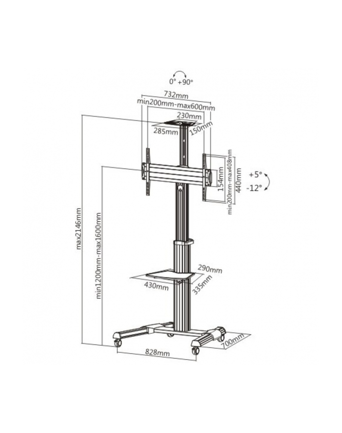 Stojak mobilny LCD/LED 37-70cali regulowany 160cm, 50kg główny