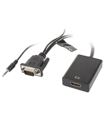 Lanberg adapter VGA(F) + audio jack 3.5mm -> HDMI(M) 20cm