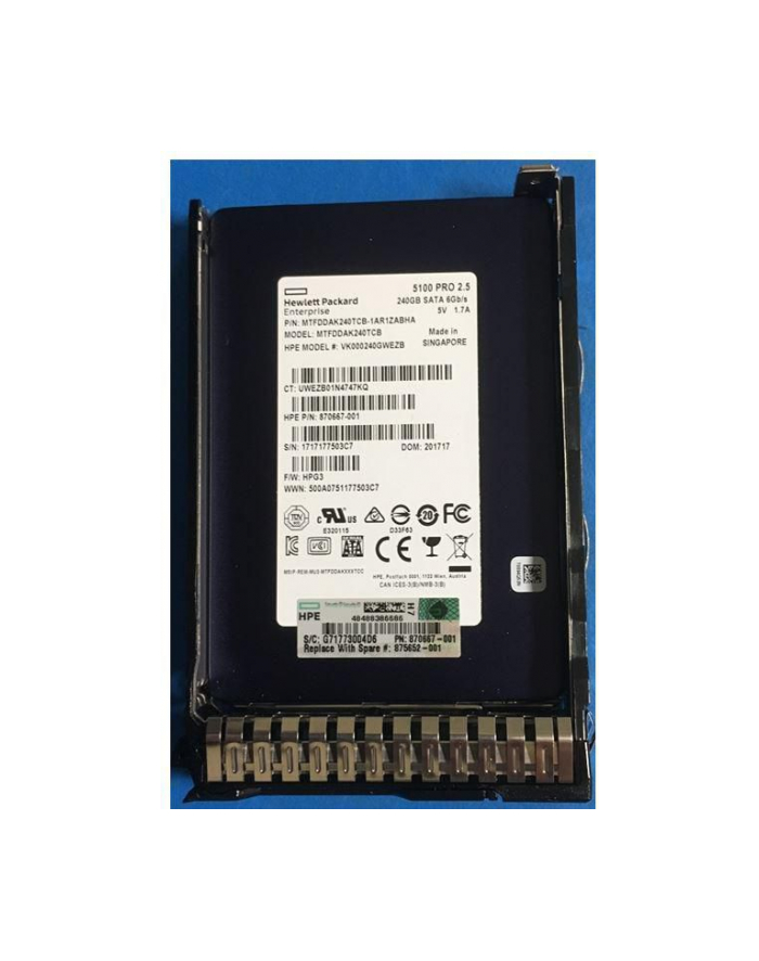 HEWLETT PACKARD ENTERPRISE Dysk SSD HPE 240GB SATA RI SFF SC DS SSD główny