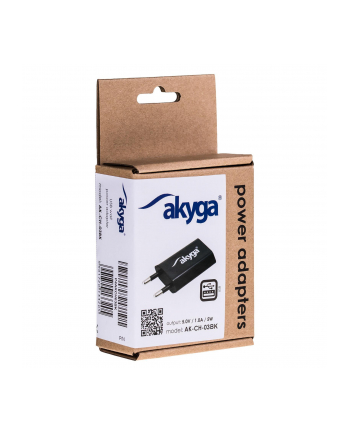 Ładowarka sieciowa AKYGA AK-CH-03BK 240V 1xUSB 1000mA czarna