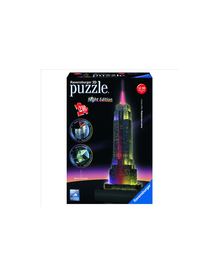 Ravensburger 3DPuzzle Empire State w nocy 216 - 125661 główny