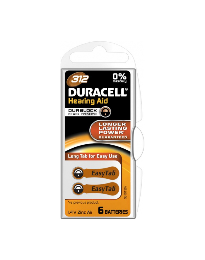 Duracell Zinc Air Hearing Aid 312 1.4V do aparatów słuchowych główny