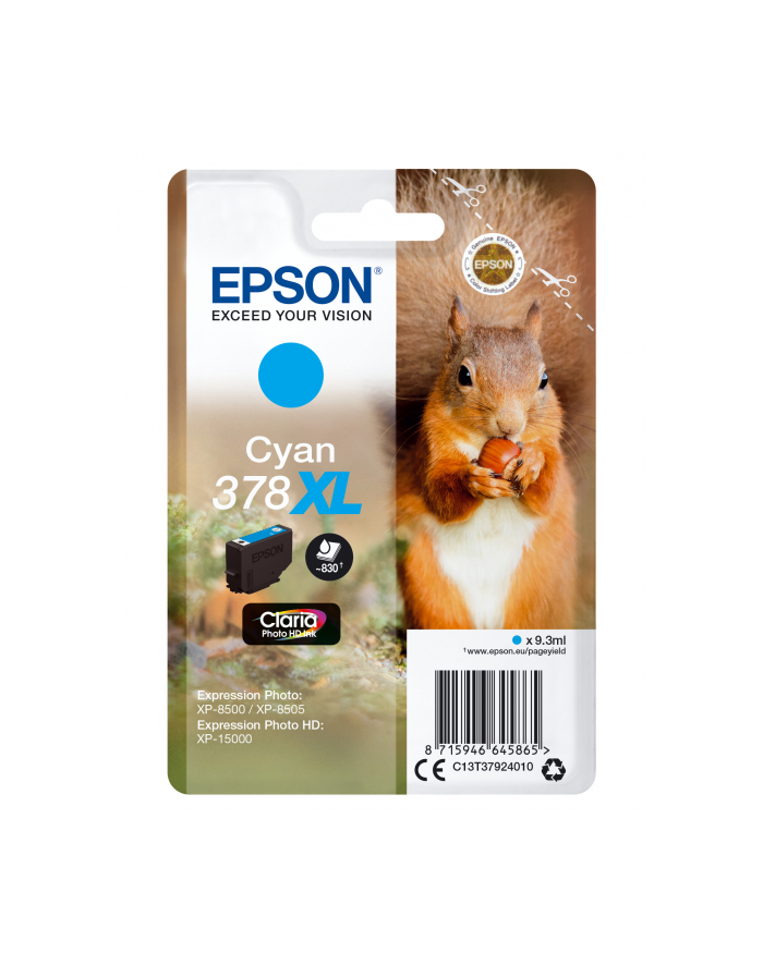 Tusz Epson cyan | 378XL | 9.3 ml | Claria Photo HD główny