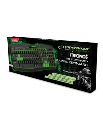 EGK201G ESPERANZA TIRIONS - Klawiatura GAMING PODŚWIETLANA USB - CZARNO-ZIELONA