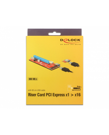 Delock Karta rozszerzeń RISER CARD PCI Express x1 > x16 z kablem USB 3.0 60cm