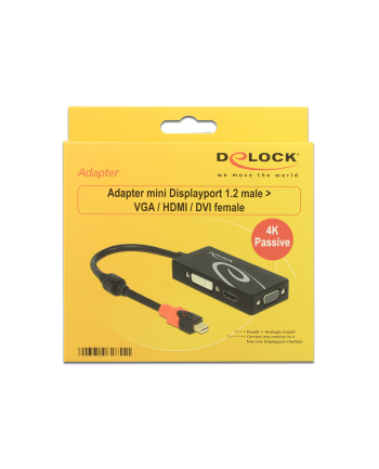 Delock Adapter mini Displayport 1.2 męski->VGA/HDMI/DVI żeński 4K pasywne czarny