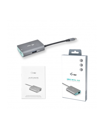 i-tec USB-C Metal HUB z adapterem Gigabit Ethernet 1x USB-C do RJ-45, 10/10/1000 Mbps 1x port USB 3.0 nr 2