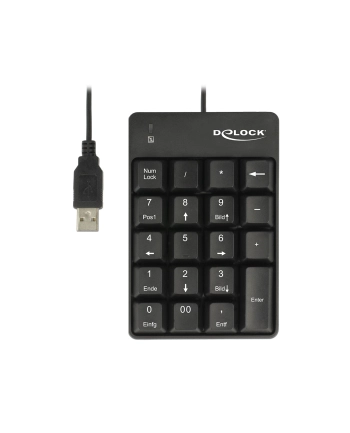 delock Klawiatura numeryczna USB 19 klawiszy czarna