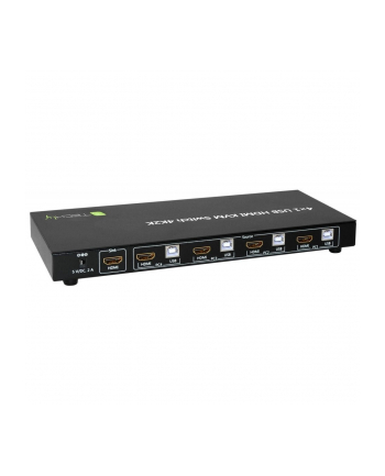 techly 4-portowy przełącznik KVM HDMI/USB 4x1 z audio