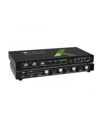 techly 4-portowy przełącznik KVM HDMI/USB 4x1 z audio