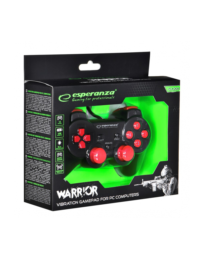 esperanza GAMEPAD PC USB WARRIOR CZARNO/CZERWONY główny