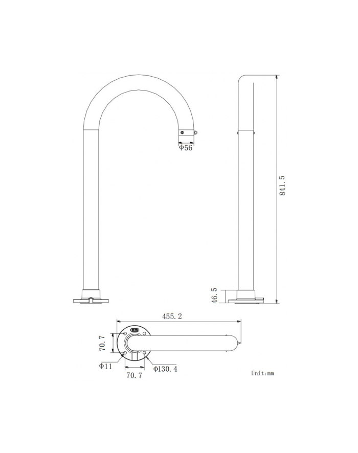 White Aluminum Alloy 455.2 x 130.4 x841.5mm główny