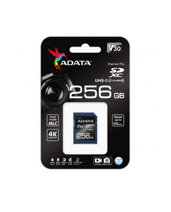 ADATA karta pamięci Premier Pro SDXC UHS-I U3 Class 10 256GB (R95/W60) retail