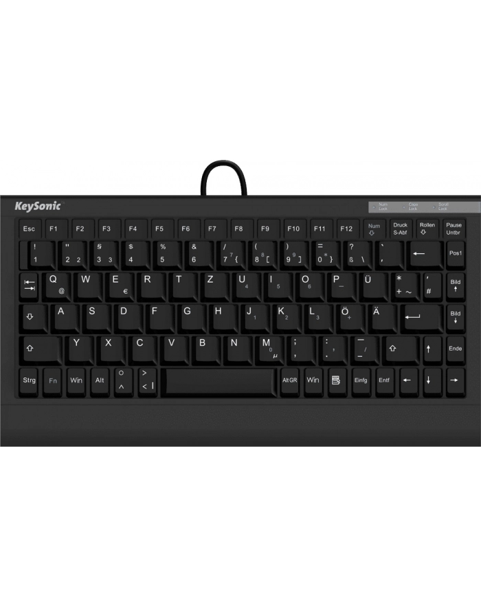 RaidSonic IcyBox KeySonic mini klawiatura, PS/2, USB 2.0, Czarna główny