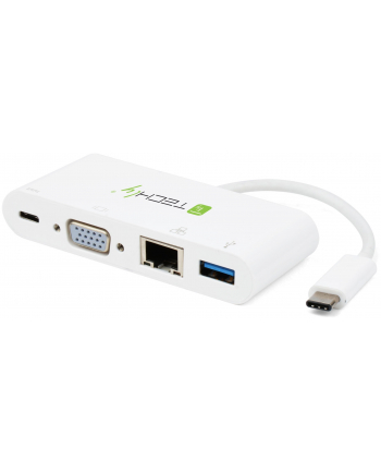 Techly USB-C 3.1 multiport adapter -> VGA/Gigabit RJ45/USB-A/USB-C PD white