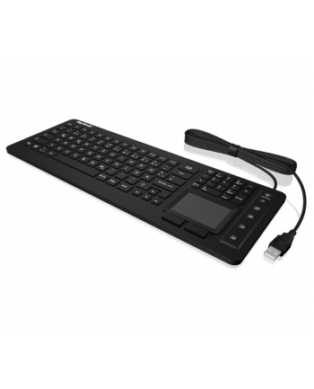 RaidSonic IcyBox KeySonic klawiatura wodoodporna, touchpad, USB, przemysłowa IP68, Czarna
