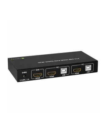 techly 2-portowy przełącznik KVM HDMI/USB 2x1 z audio
