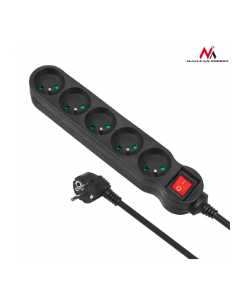Maclean MCE183 Listwa zasilająca przedłużacz 5 gniazd z wył czarny 1,4m 2300W