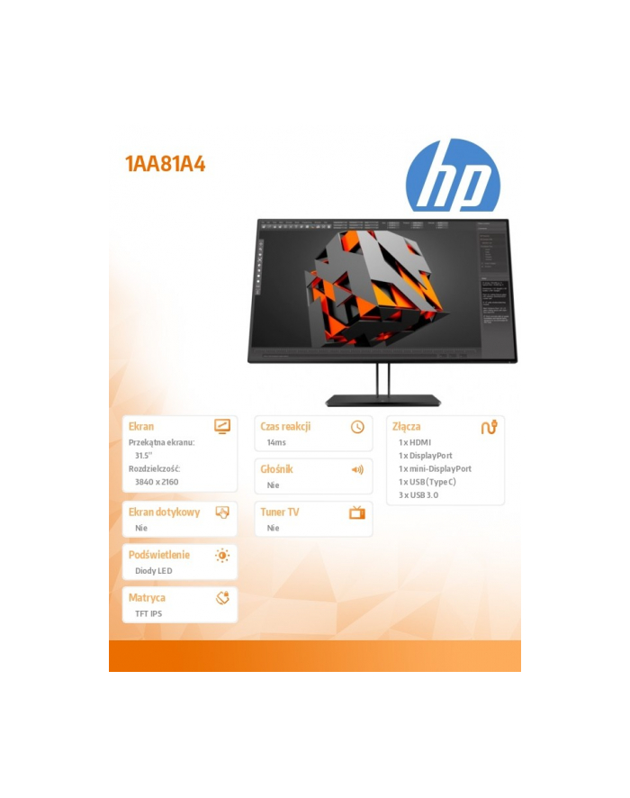 hp inc. 31.5' Z32 4H UHD Display 1AA81A4 główny