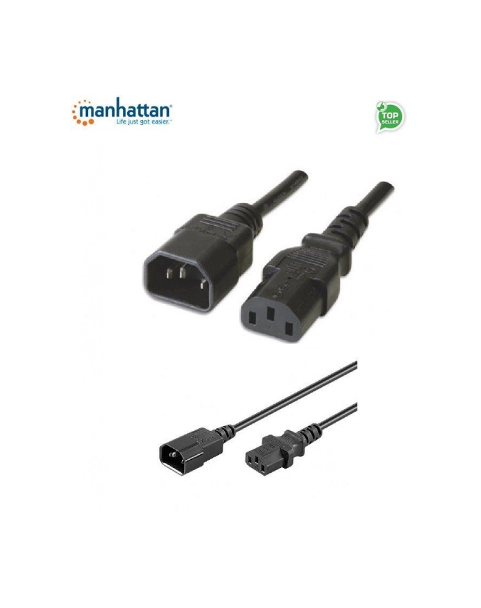 Kabel przedłużający kabla zasilania Manhattan ICOC 03-NC-01 C14 na C13 M/F 1m czarny główny