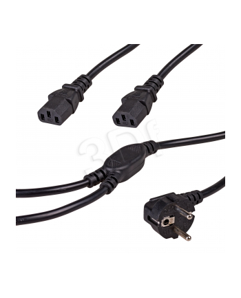 Kabel zasilający Akyga AK-PC-04A CEE 7/7 2xC13 250V/50Hz 1,8m czarny