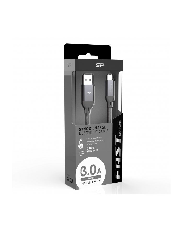 Kabel Silicon Power Boost Link Nylon LK30AC, USB - USB typ C 100cm, grey główny