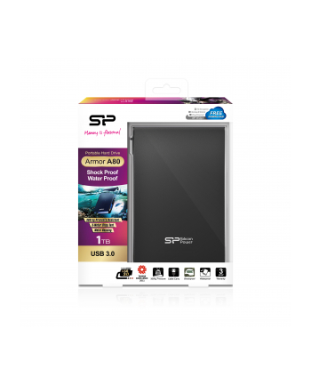 Dysk zewnętrzny Silicon Power ARMOR A80 1TB 2,5'' USB 3.0 PANCERNY czarny nr 1