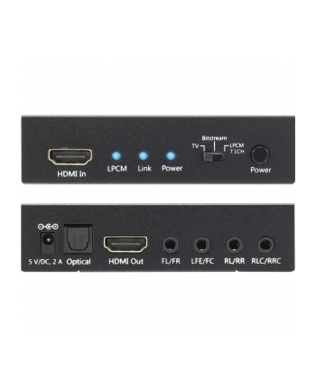 techly HDMI 4K audio extractor SPDIF Toslink, 4x Jack 3.5mm, LPCM      5.1CH / 7.1CH