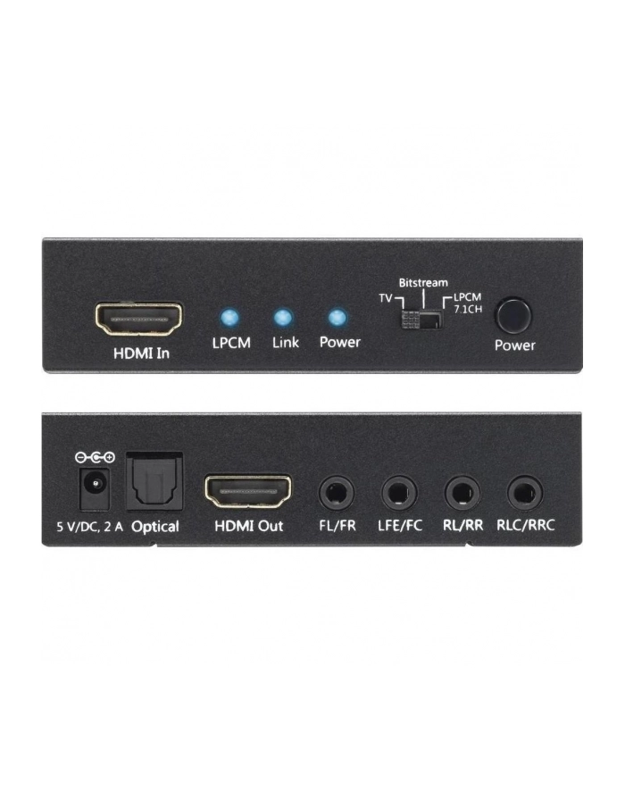 techly HDMI 4K audio extractor SPDIF Toslink, 4x Jack 3.5mm, LPCM      5.1CH / 7.1CH główny