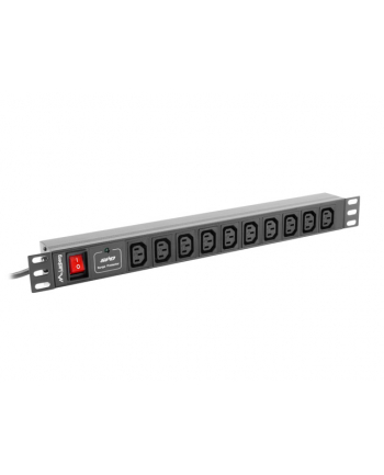 lanberg Listwa zasilająca Rack PDU 1U 10x IEC C13 2m 10A czarna