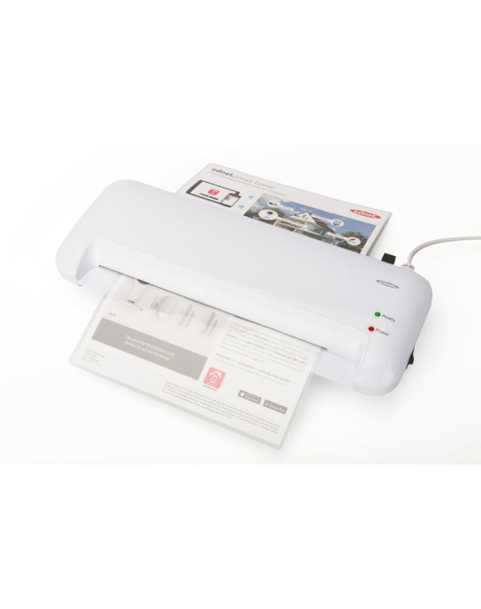 ednet Laminator A4, prędkość: 400mm/min., grubość: 80-125 mikronów, biały główny