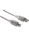 Manhattan Kabel USB 2.0 A-B M/M 1,8m srebrny - nr 28