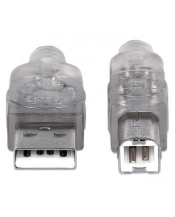 Manhattan Kabel USB 2.0 A-B M/M 1,8m srebrny