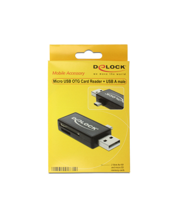 Delock Czytnik kart Micro USB OTG + męskie złącze USB A