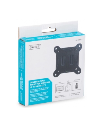 digitus Uchwyt ścienny pojedynczy, 1xLCD, max. 27'', max. obciążenie 18kg, poziomica
