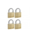 masterlock 4x Kłódka mosiężna - szer 50mm, hartowana stal, pałąk dł. 25mm - średnica 7mm - nr 1