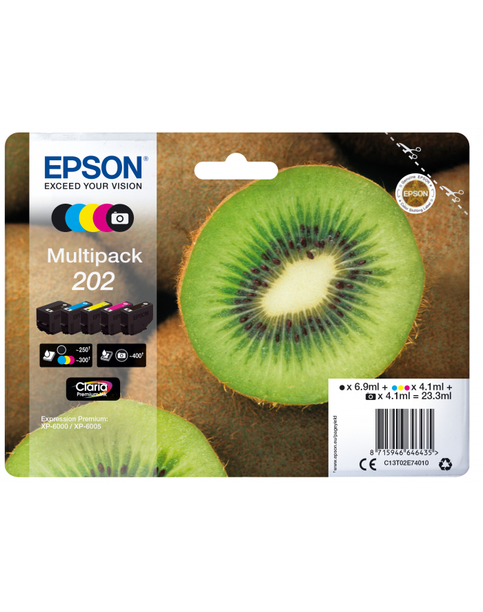 Tusz Epson Kiwi Multipack 202 | CMYK+photo black | Claria Premium główny