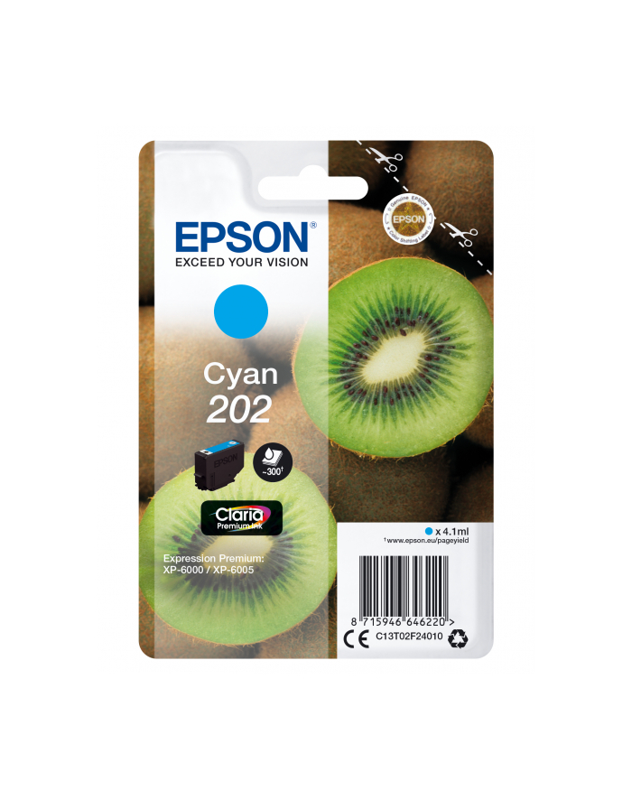 Tusz Epson singlepack 202 cyan | 4,1ml | Claria premium główny