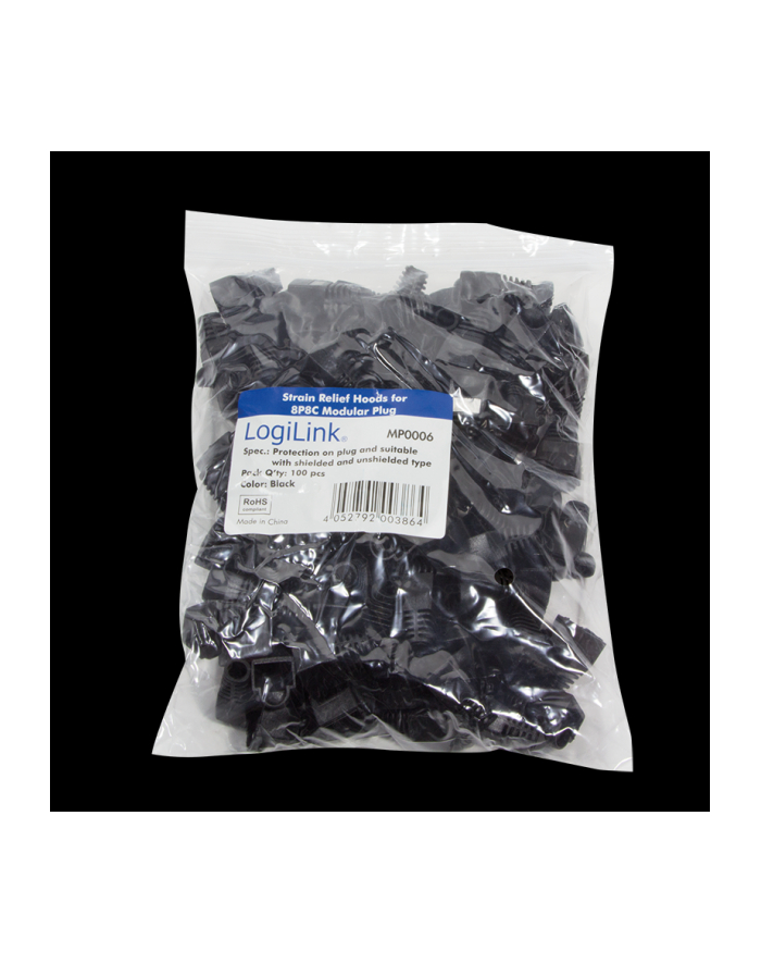 LOGILINK - Osłonki wtyku RJ45, czarne - 100szt. główny